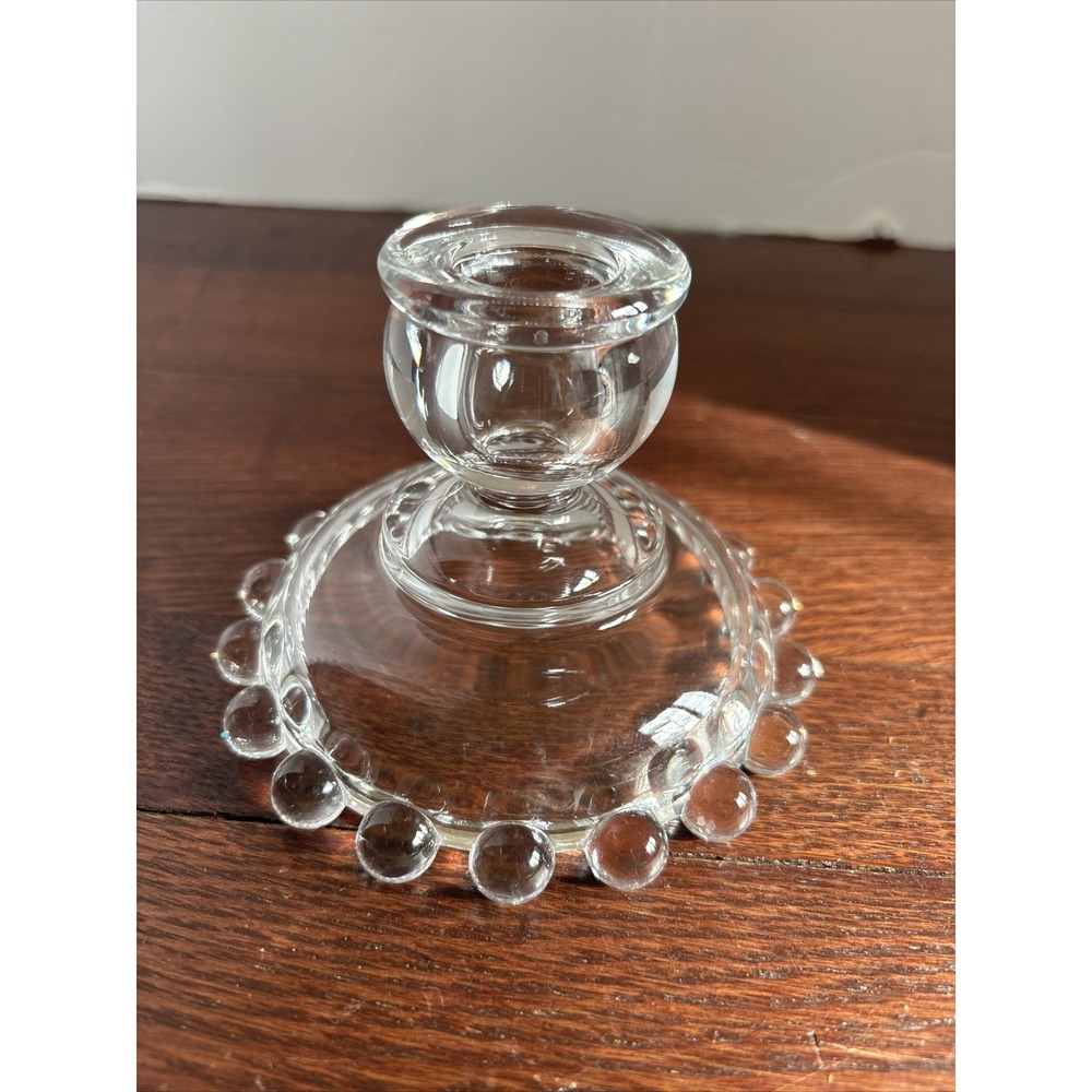 Imperial Candlewick Beaded Candle Holder 3.75" Tall 4 1/2" Wide